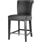 Sgabello da bancone con sedile in pelle bicast, struttura in betulla massiccia, altezza seduta 63,5 cm, 125 kg