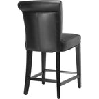 Sgabello da bancone con sedile in pelle bicast, struttura in betulla massiccia, altezza seduta 63,5 cm, 125 kg