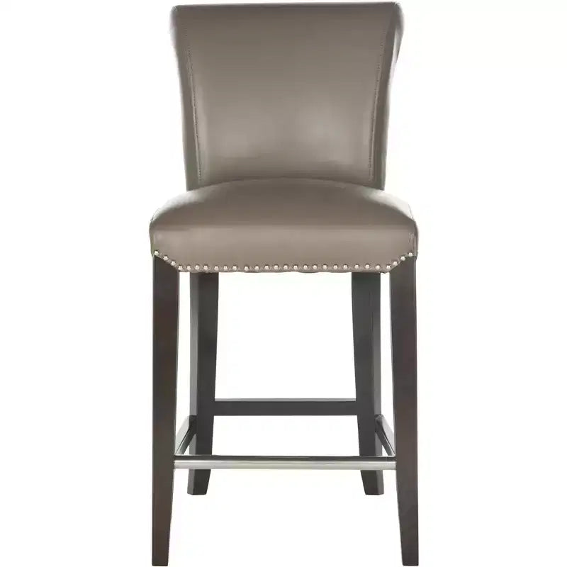 Sgabello da bancone con sedile in pelle bicast, struttura in betulla massiccia, altezza seduta 63,5 cm, 125 kg